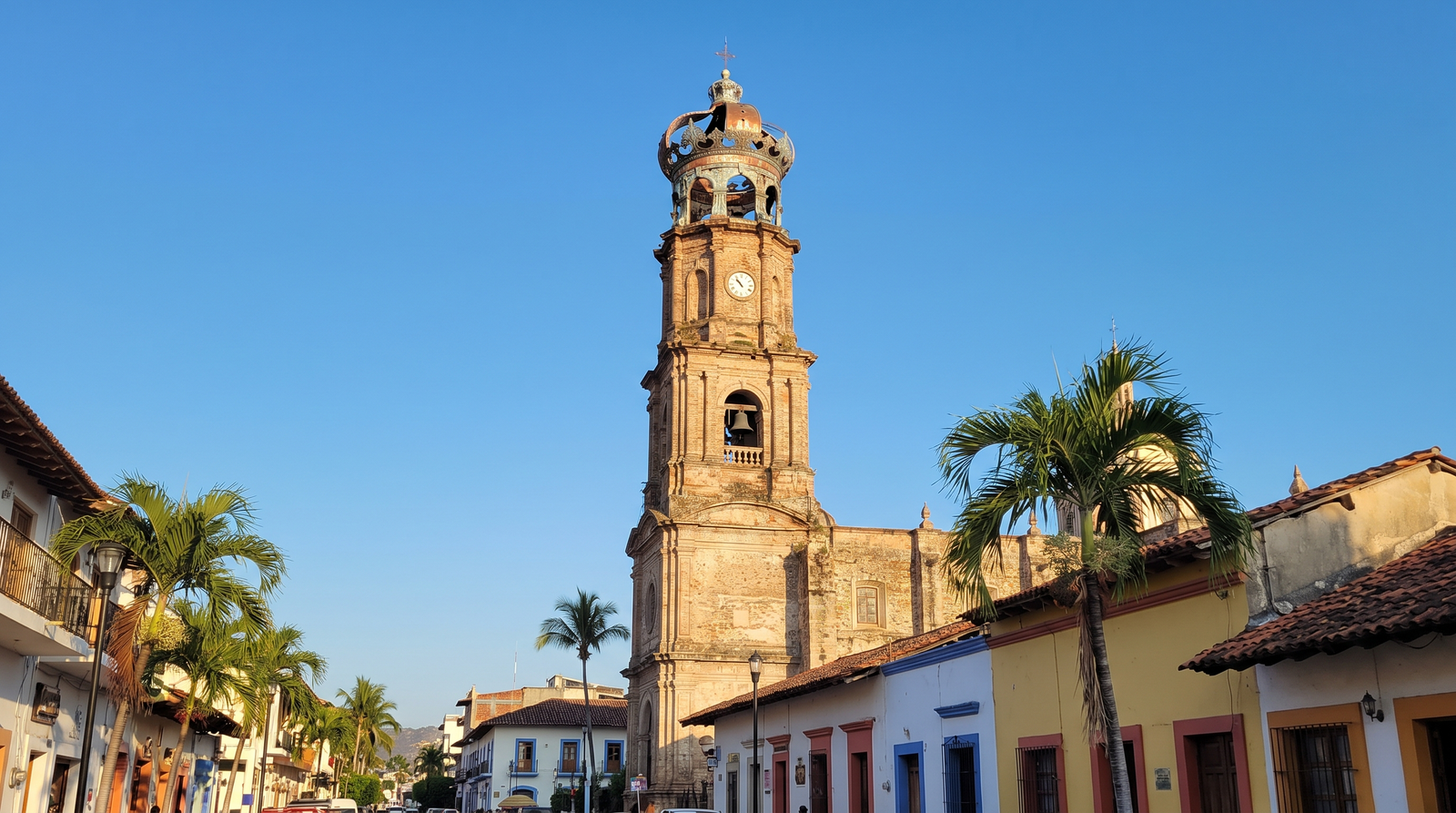 Colorful shop-lined street in downtown Puerto Vallarta